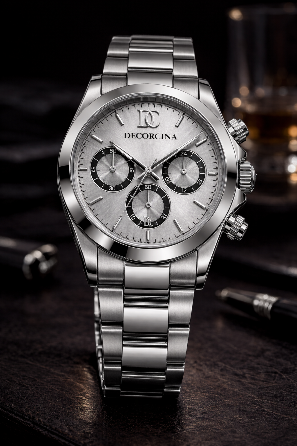 DECORCINA Chronograph Clock – 18K Gold Edition