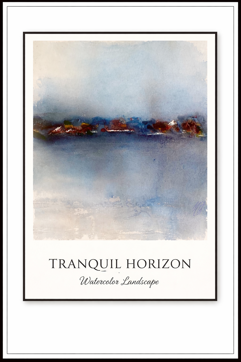 Tranquil Horizon – Watercolor Landscape Poster