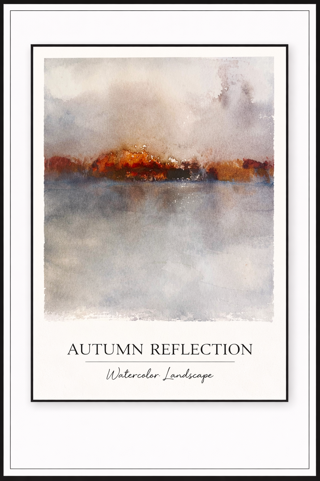 Autumn Reflection – Watercolor Landscape Poster