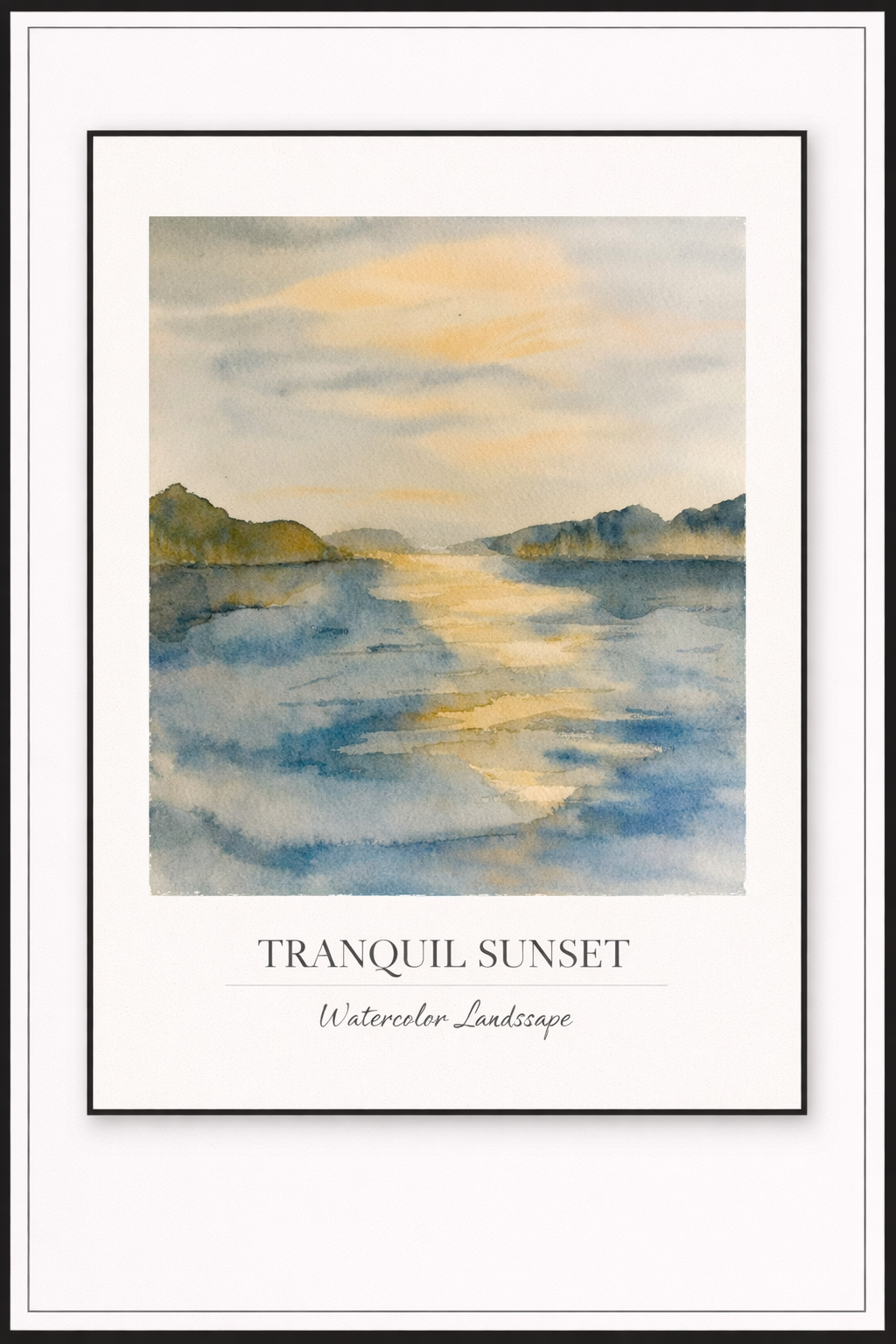 Tranquil Sunset – Watercolor Landscape Poster