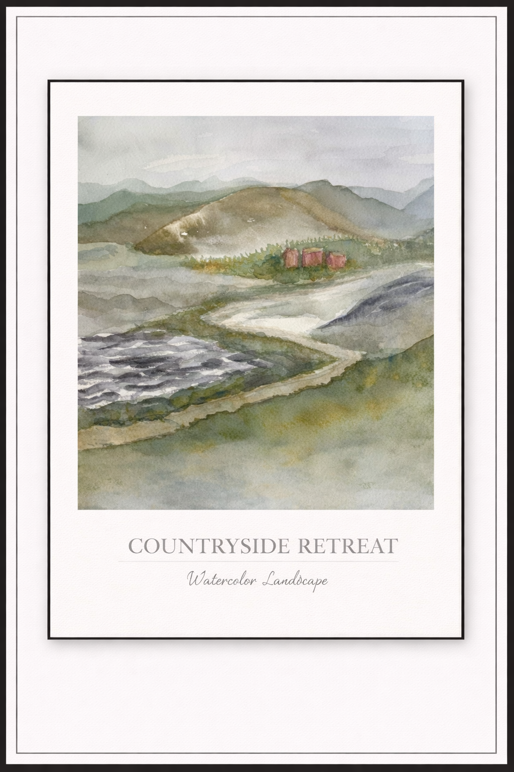 Countryside Retreat – Watercolor Landscape Poster