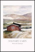 Solitary Cabin – Watercolor Landscape Poster