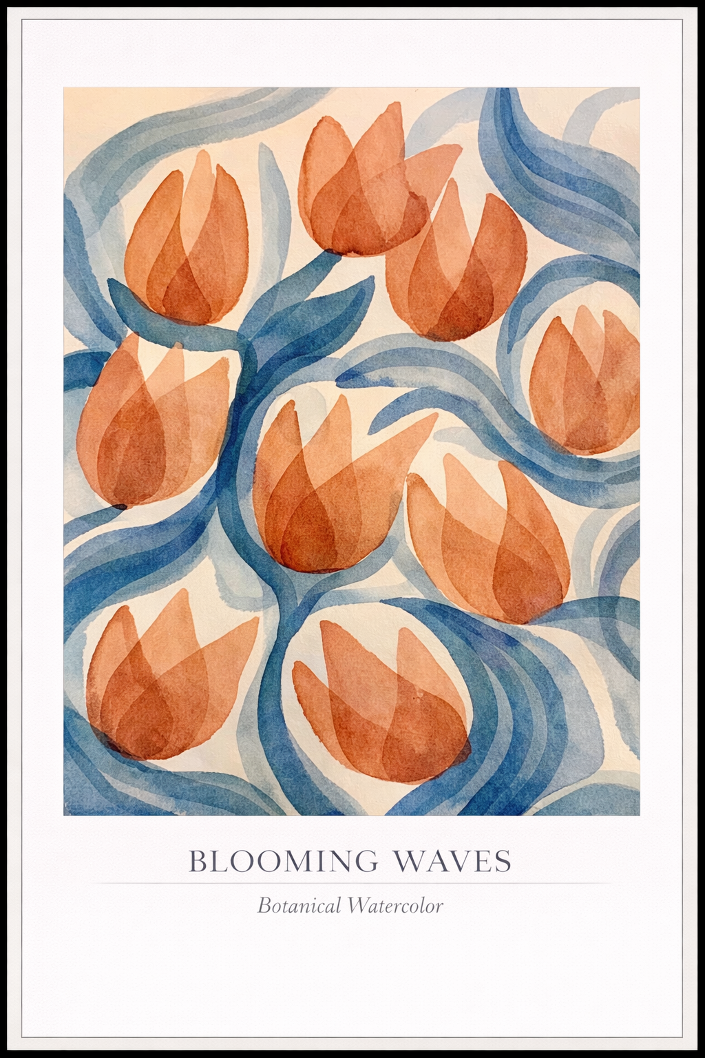 Blooming Waves – Botanical Watercolor Poster