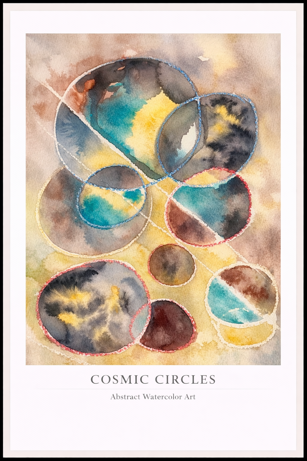 Cosmic Circles – Abstract Watercolor Art Poster