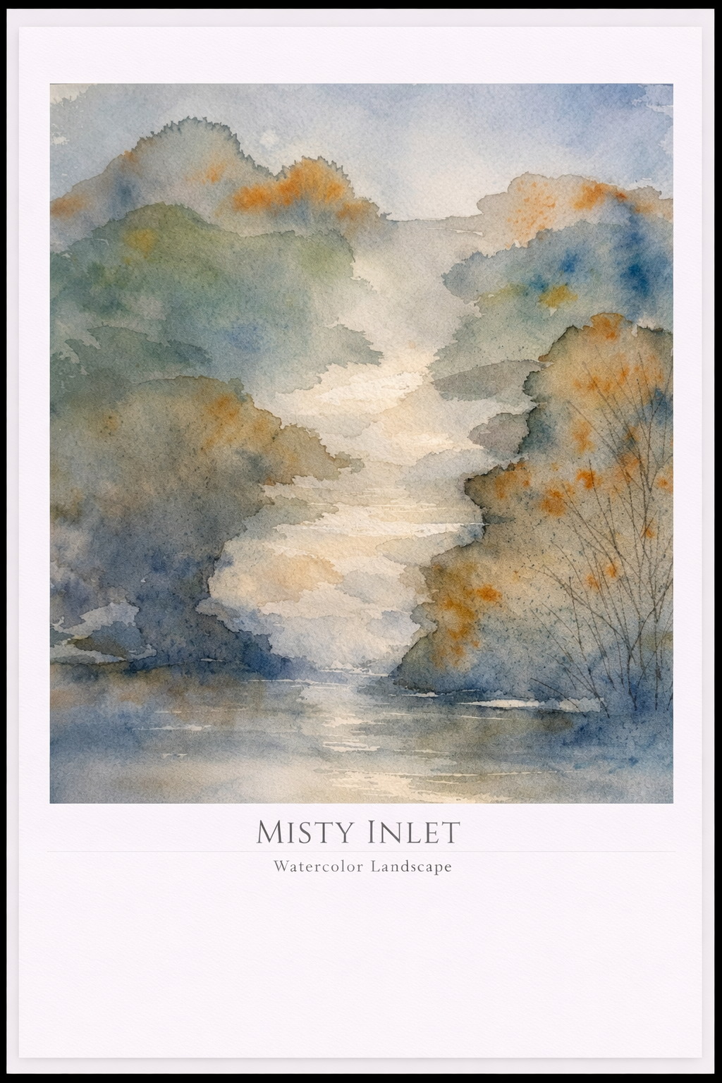 Misty Inlet – Watercolor Landscape Poster