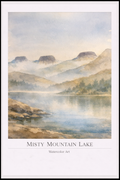 Misty Mountain Lake – Watercolor Art Poster