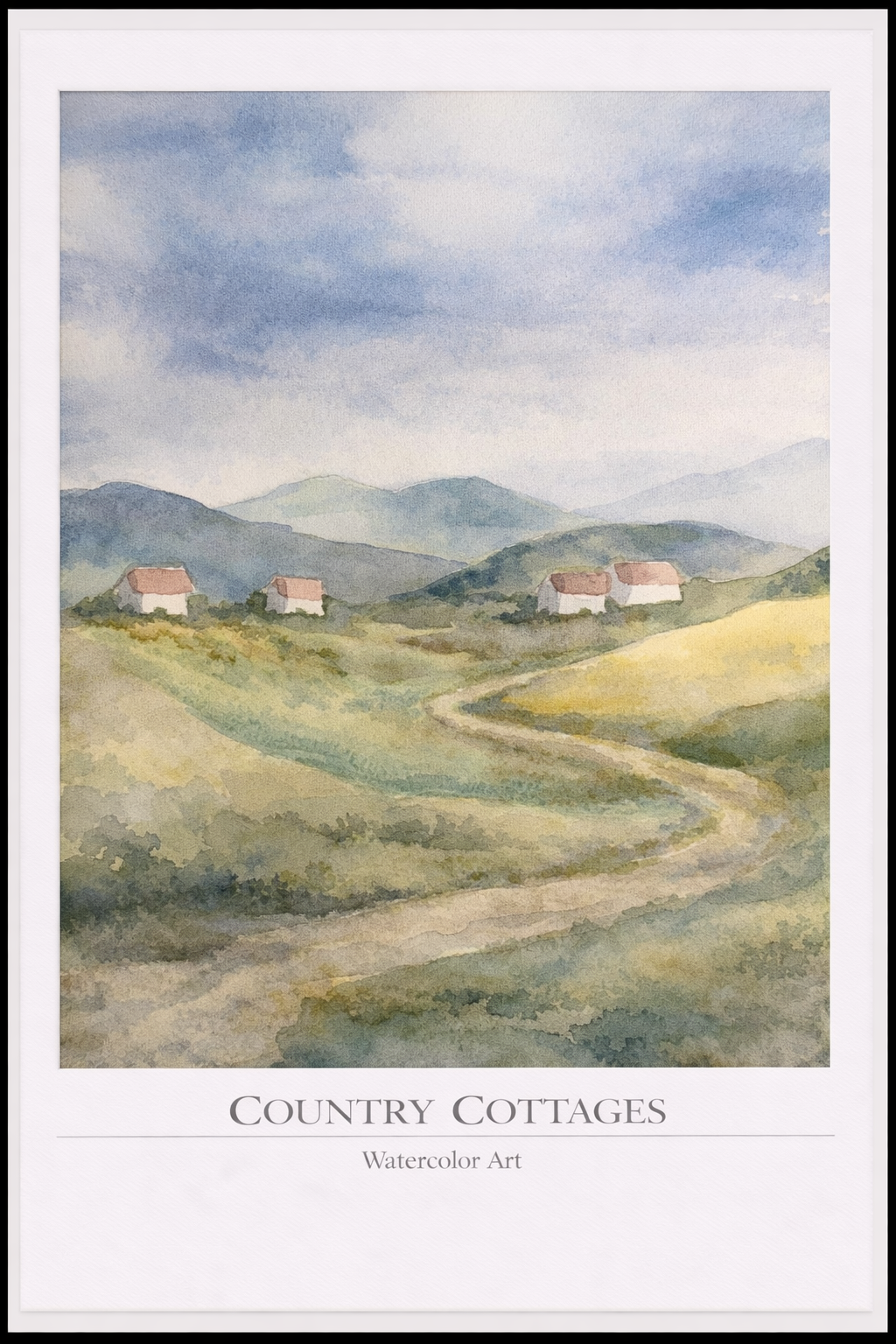 Country Cottages – Watercolor Art Poster