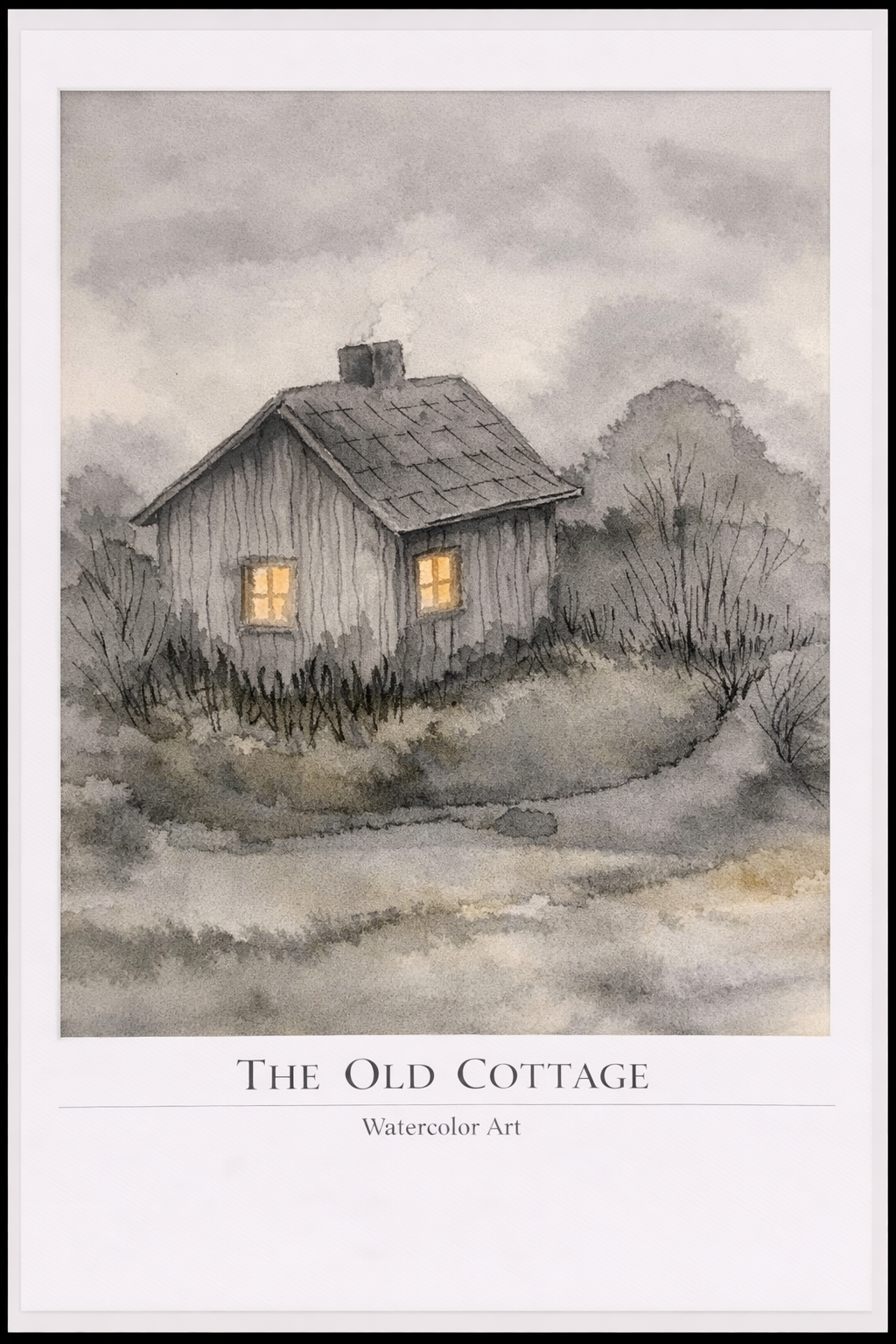 The Old Cottage – Watercolor Art Poster