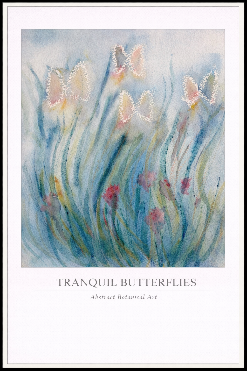 Tranquil Butterflies – Watercolor Meadow Poster